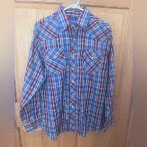 Wrangler Multicolor Plaid Western, Pearl snap Shirt